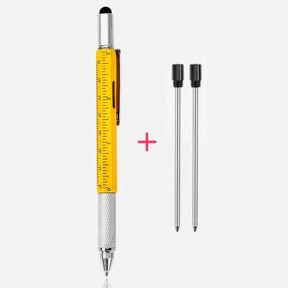 Luxury 6-in-1 Metal Ballpoint Pen — Multifunction with Ruler, Screwdriver, Touchscreen Stylus, and Spirit Level