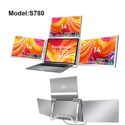 Triple Screen Portable LCD Monitor — FHD Backlit Secondary Display for Laptop with 1-Cable Connection