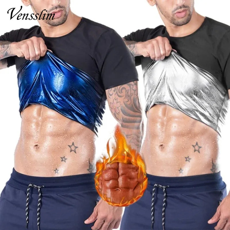 Vensslim Men’s Sauna Suit Vest — Heat Trapping Workout Fat Burner Body Shaper & Waist Trainer Corset