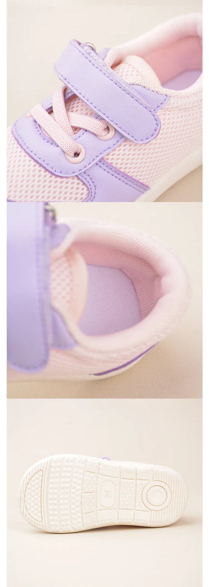 Girls Pink Low Top Sports Sneakers – Soft Casual Flat Shoes for Daily Outdoor Wear