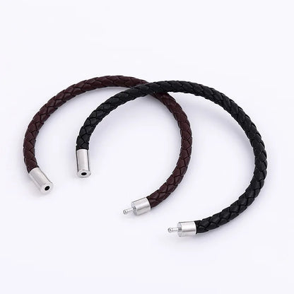 2PCS Men’s PU Leather Magnetic Bracelet Set - Elegant Business Style Gift for Mature & Stylish Men