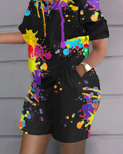 Women’s Printed 2-Piece Shorts Set – Short Sleeve T-Shirt & Elastic Waist Pants Matching Summer Y2K Outfit with Pockets (2025)