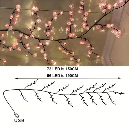 72/96 LED USB Cherry Blossom String Lights – 8-Mode DIY Flower Lights for Parties & Weddings