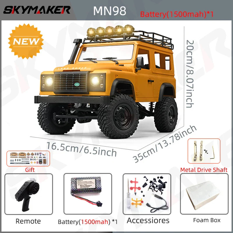 MN99s MN98 1:12 RC Rock Crawler – 2.4G 4WD Defender RTR Remote Control Car, 1/12 RC Truck Toys