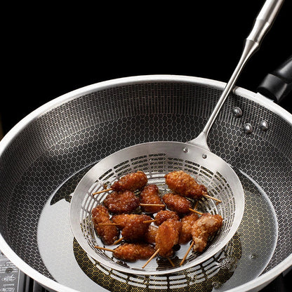 3 Sizes Round 304 Stainless Steel Strainer Set – Long Handle Kitchen Sieves for Hot Pot, Oil Filter & Cooking Tools