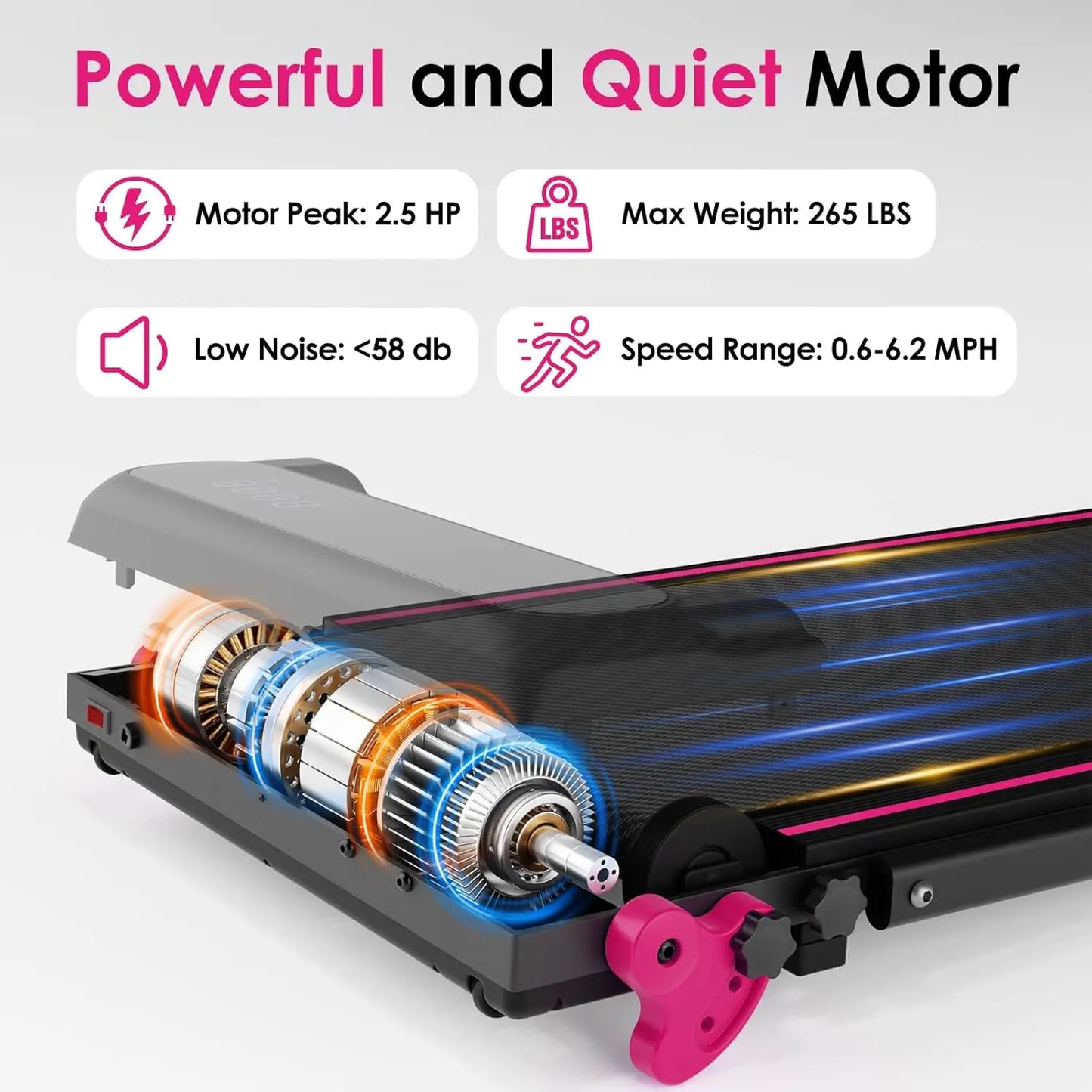 3-in-1 Under Desk Treadmill with Incline & LED Lights – Portable Home Office Treadmill with APP Control & Display