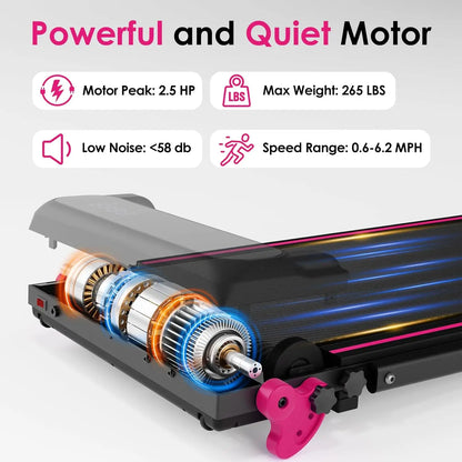 3-in-1 Under Desk Treadmill with Incline & LED Lights – Portable Home Office Treadmill with APP Control & Display