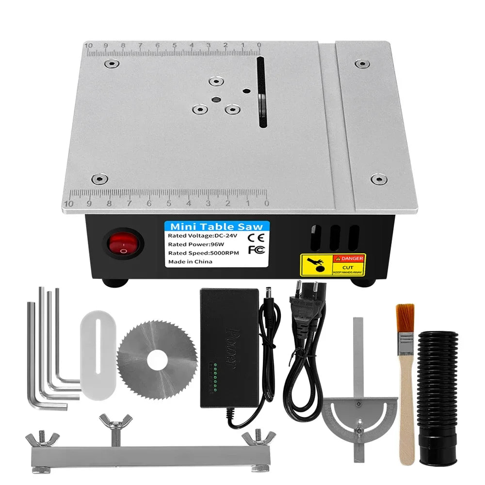 96W Mini Bench Saw — Adjustable Multifunctional Table Saw for DIY Woodworking