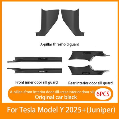 Tesla Model Y Juniper 2025+ Door Threshold Strips – ABS Anti-Scratch & Dirt-Resistant Interior Accessories for Front & Rear Doors