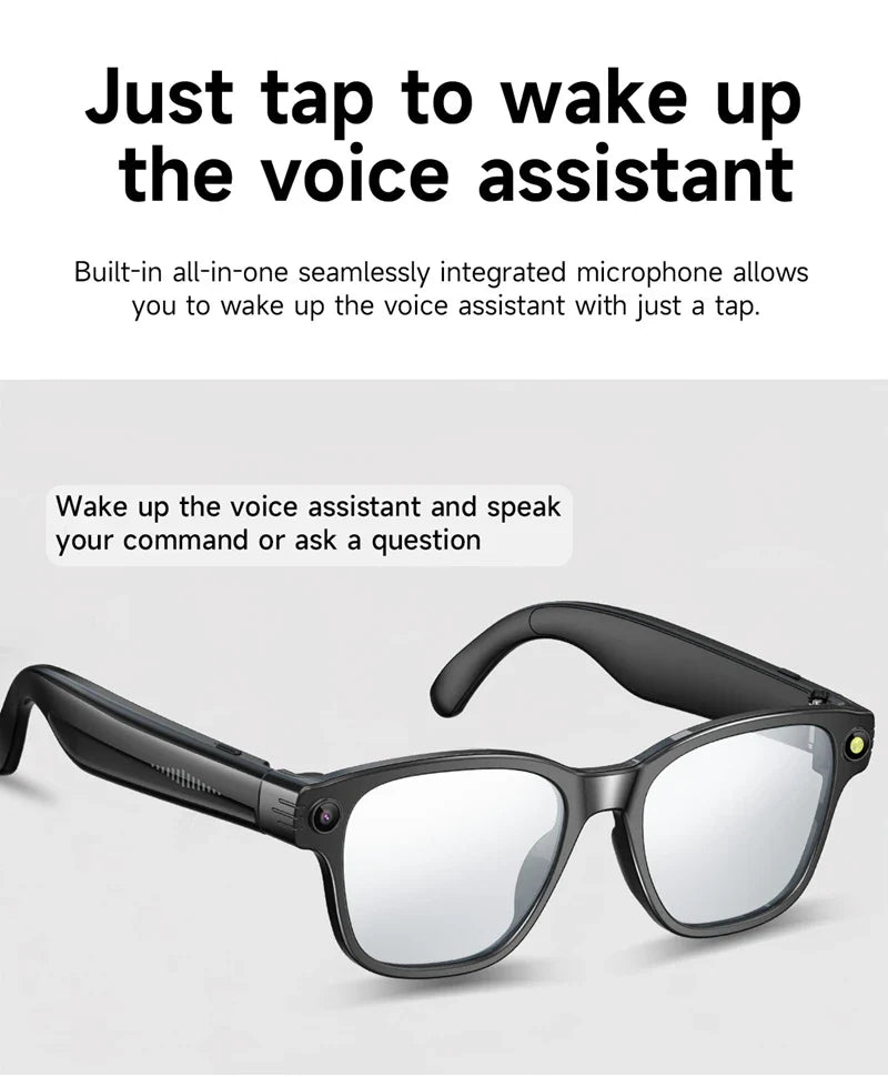 AI Smart Glasses — 8MP Camera Bluetooth Sunglasses with Audio, Video, Calls, Music Player, Multifunctional Wearable