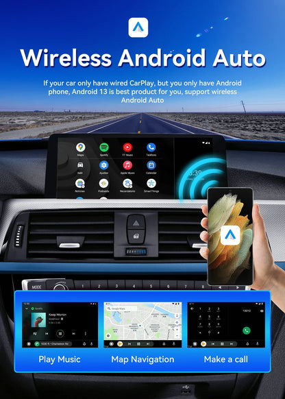 CarlinKit Android 13 AI TV Box – 8-Core Wireless CarPlay & Android Auto with Split Screen, 64G/128G for Netflix, YouTube, Play Store
