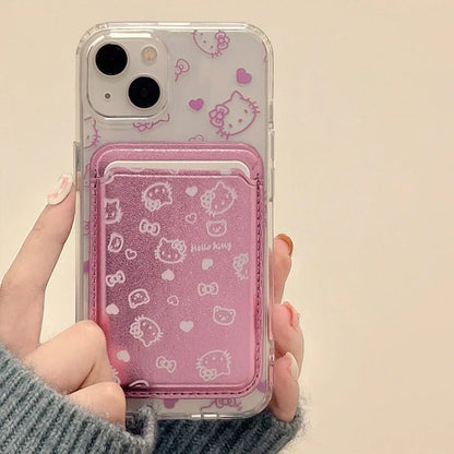 Hello Kitty MagSafe Wallet Case for iPhone 12–16 Pro Max – Cute Sanrio Magnetic Holder with Wireless Charging & Hard Cover