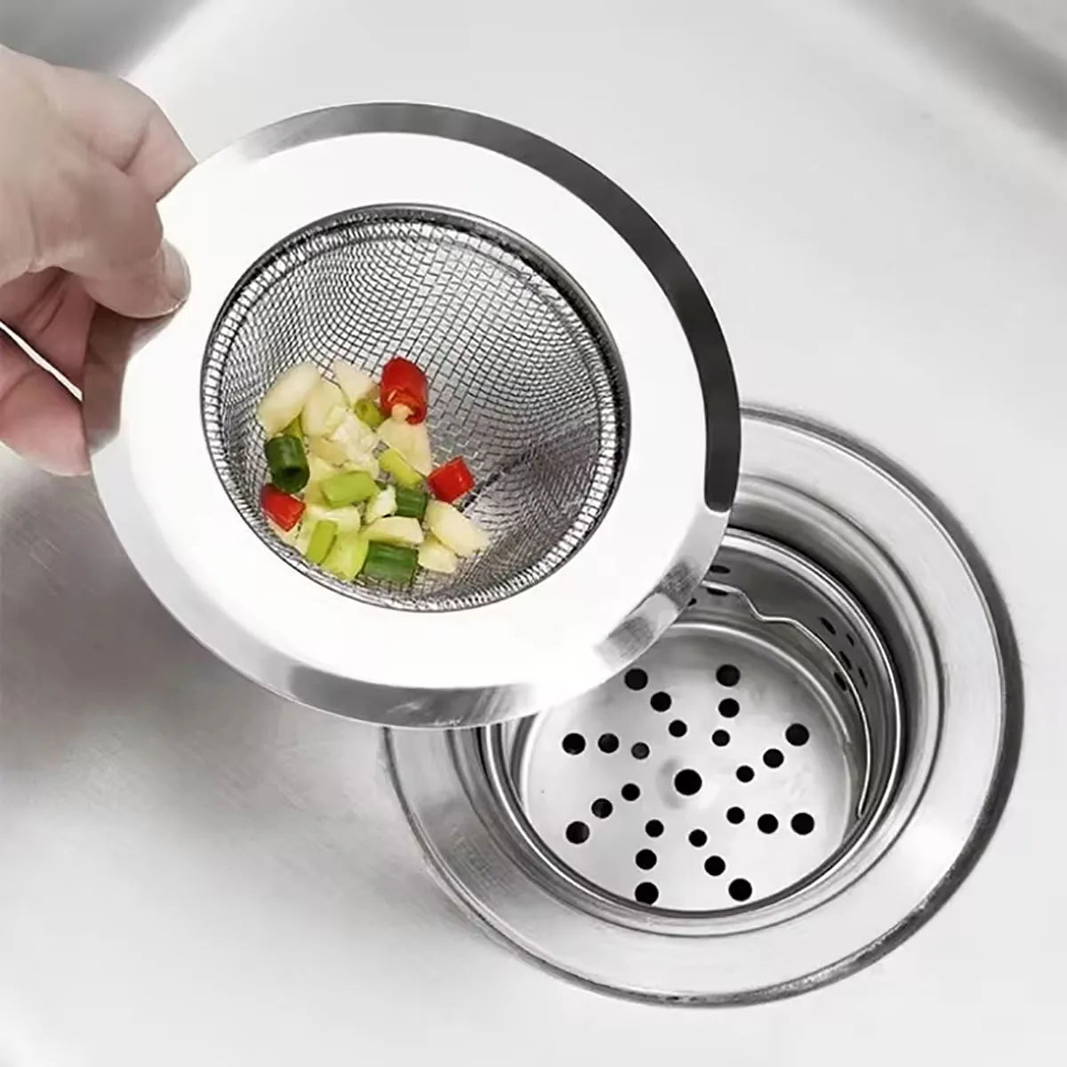 Stainless Steel Kitchen Sink Strainer - Anti-Blocking Funnel, Hair Catcher for Basin, Floor Drain and Dishwasher