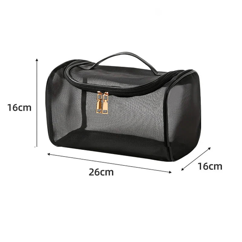 Toiletry Travel Bag – Large Capacity Mesh Makeup Pouch with Zipper, Shower Organizer Tote for Cosmetics and Personal Care