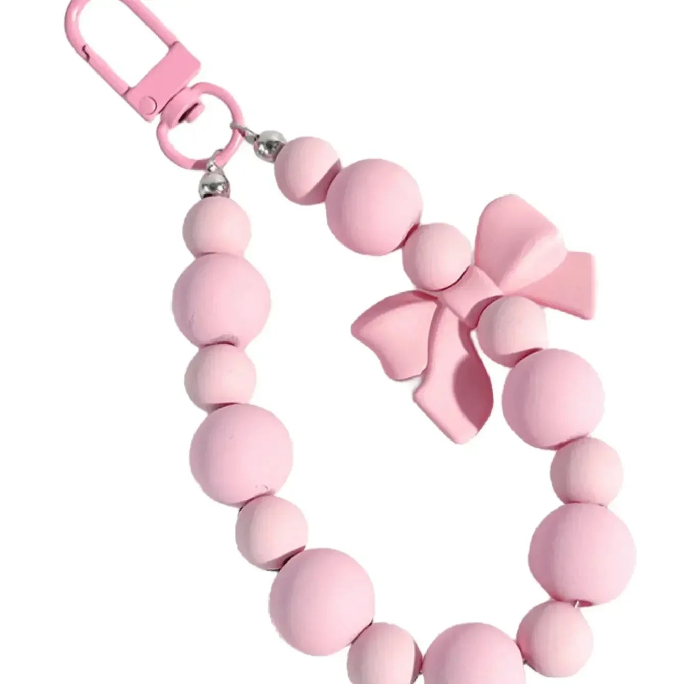 Pink Pearl Bow Keychain — Mobile Phone & Earphone Bag Accessory, Anti-Lost Rope, Car & Backpack Pendant