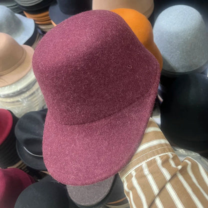 Winter Fedora Hat for Women - Korean Flat Top, Wool, British Casual Style in Navy, Black, Gray, Khaki, High Quality Equestrian Fashion