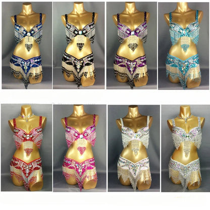Sexy Girl Belly Dance Costume Set – Bra & Belt Set in 10 Colors for Ladies Bellydancing