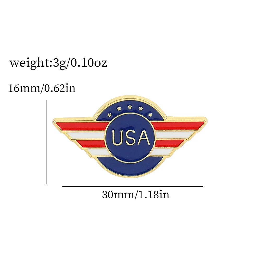 USA Flag Lapel Pin – Cute Coat of Arms & American Map Brooch, National Emblem Button Badge