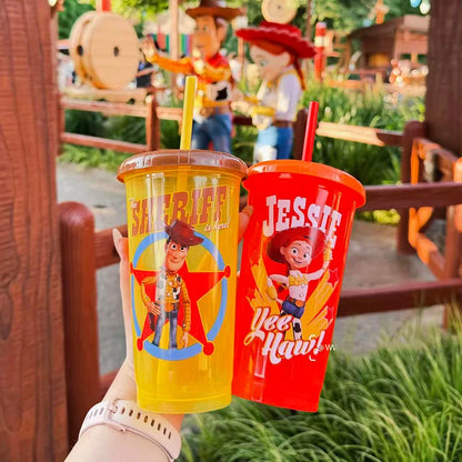 Toy Story 4-Pack Straw Cups - Reusable BPA-Free Cartoon Plastic Drinking Cups