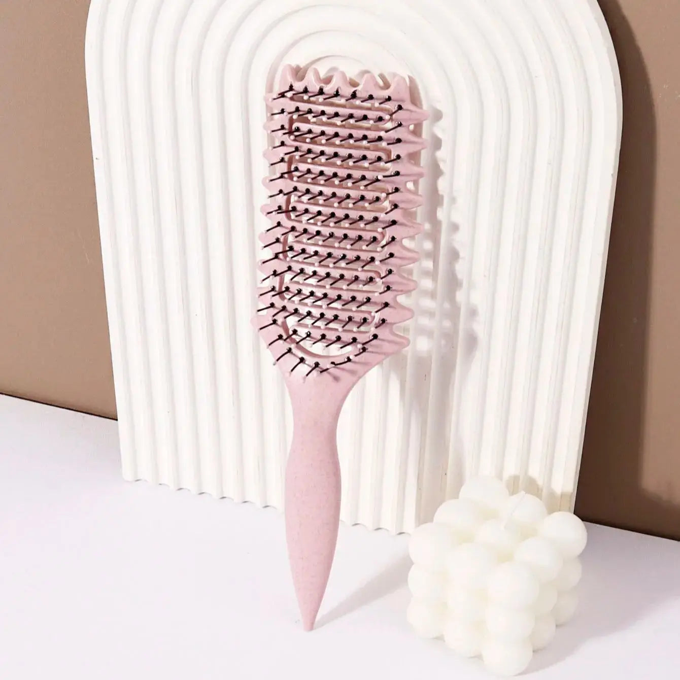 Curling Styling Brush - Hollow Massage Comb with Nylon Bristles for Hair Wigs & Styling