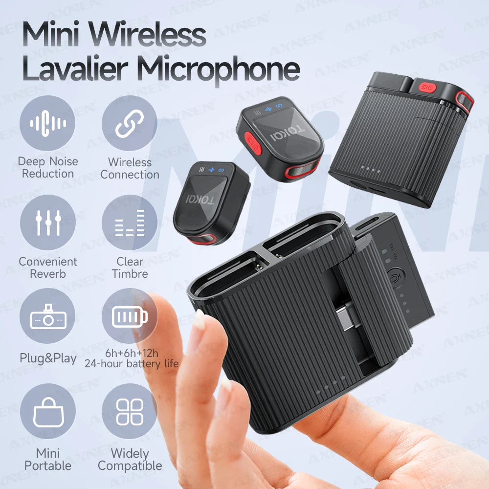 Mini Wireless Lavalier Microphone – Professional 360° Pickup with ENC Noise Reduction for iPhone, Android & Type-C Devices