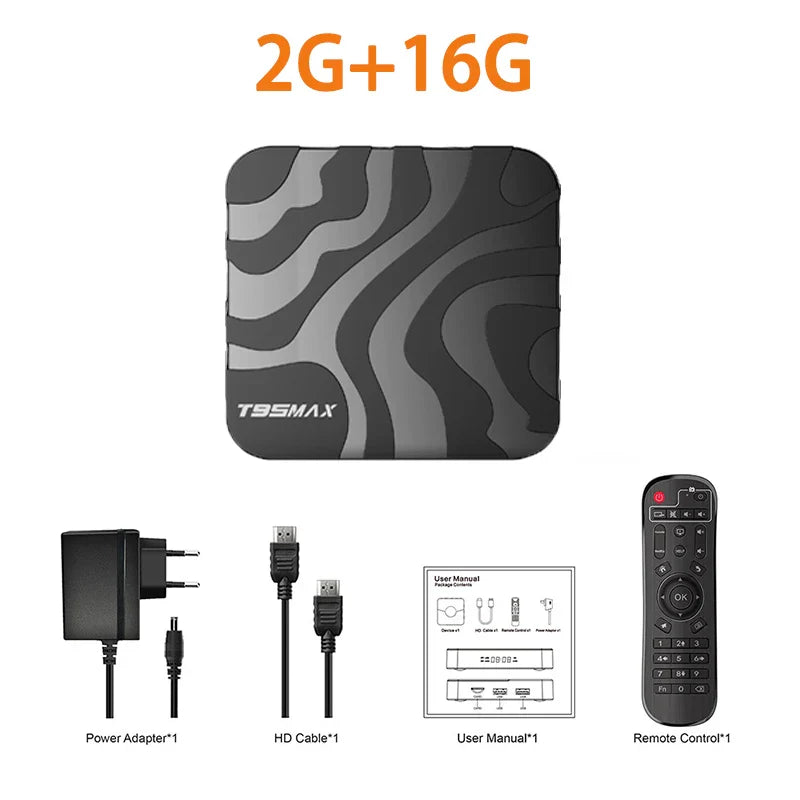New H618 T95 Max Android 14 Smart TV Box - 8GB RAM, 128GB/64GB Storage, Double WiFi 2.4G & 5.8G, 6K 3D, Voice Assistant Media Player