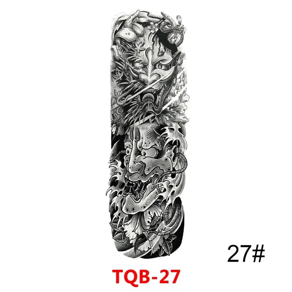 16 Designs Full Arm Temporary Tattoo Sleeves - Waterproof Body Art Stickers for Men & Women Fashion Style