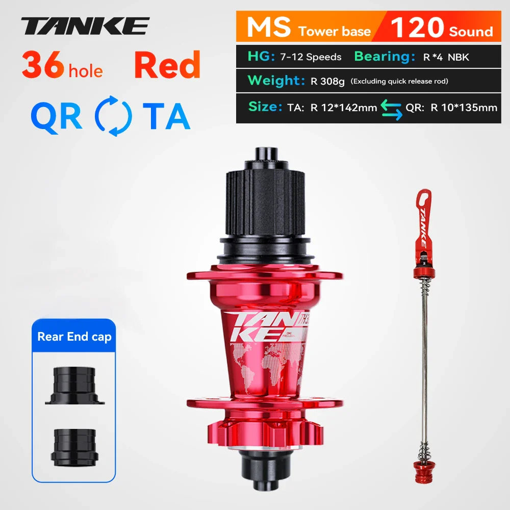 TANKE 120 Click MTB Hub – 6-Bearing Front & Rear Bicycle Hub for 7-12 Speed, 28/32/36 Holes, Disc Brake