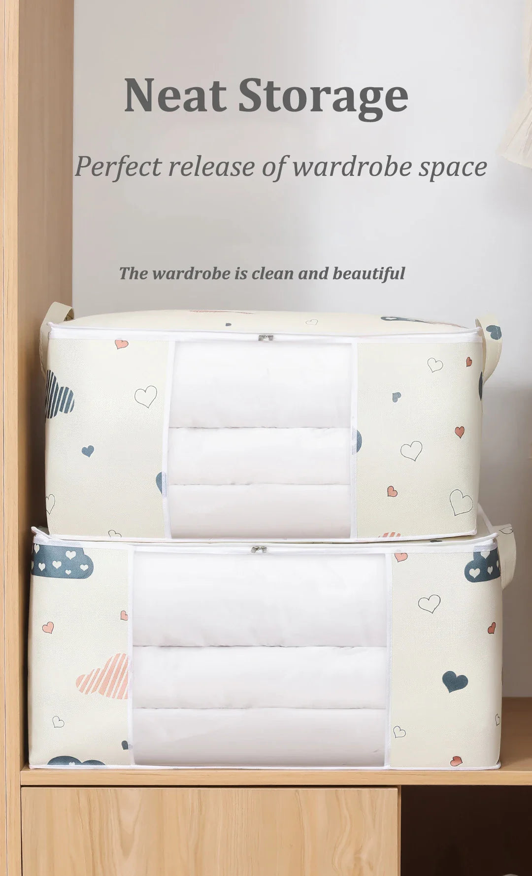 Big Capacity Storage Bag – 4/2/1PCS Moisture & Dust-Proof Organizer for Quilts, Clothes, Duvets, Blankets, and Luggage