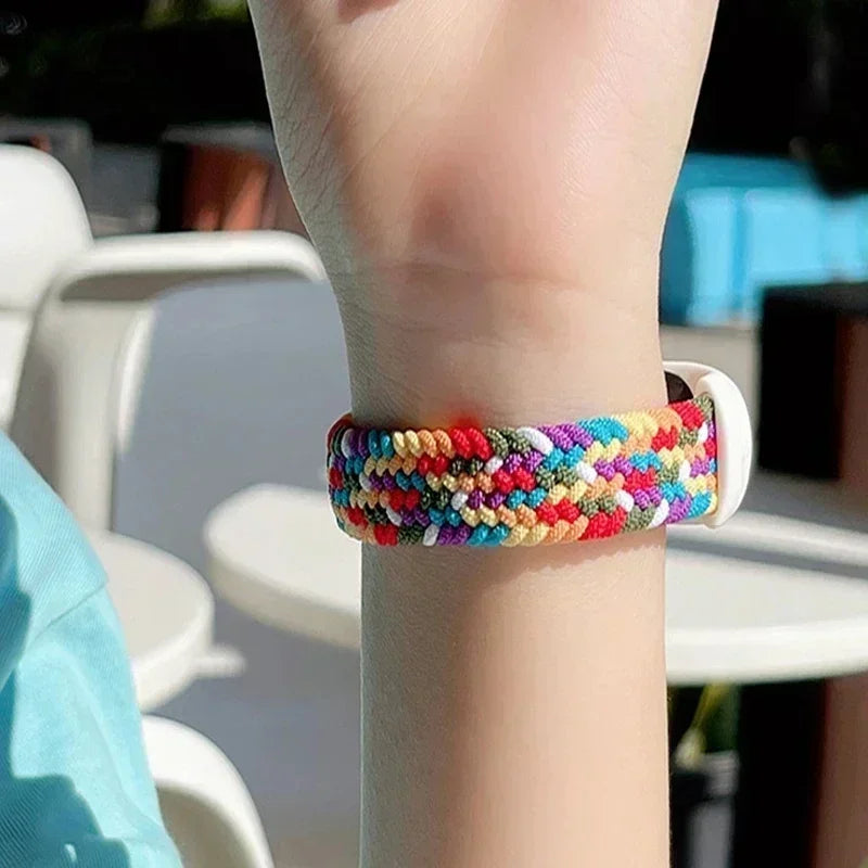Braided Nylon Solo Loop for Xiaomi Mi Band 9 & 8 – Elastic NFC Replacement Strap Bracelet