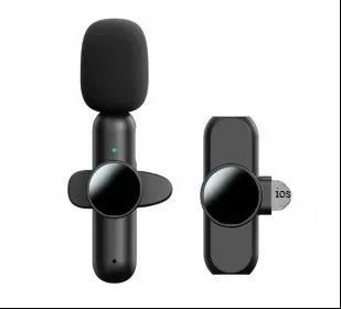 Basix Mini Wireless Lavalier Microphone - Noise Cancelling Portable Mic for iPhone Android Camera Live Interviews