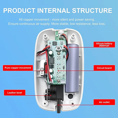 4800mAh USB Aquarium Air Pump - Portable & Ultra Silent Fish Tank Compressor for Indoor/Outdoor Use