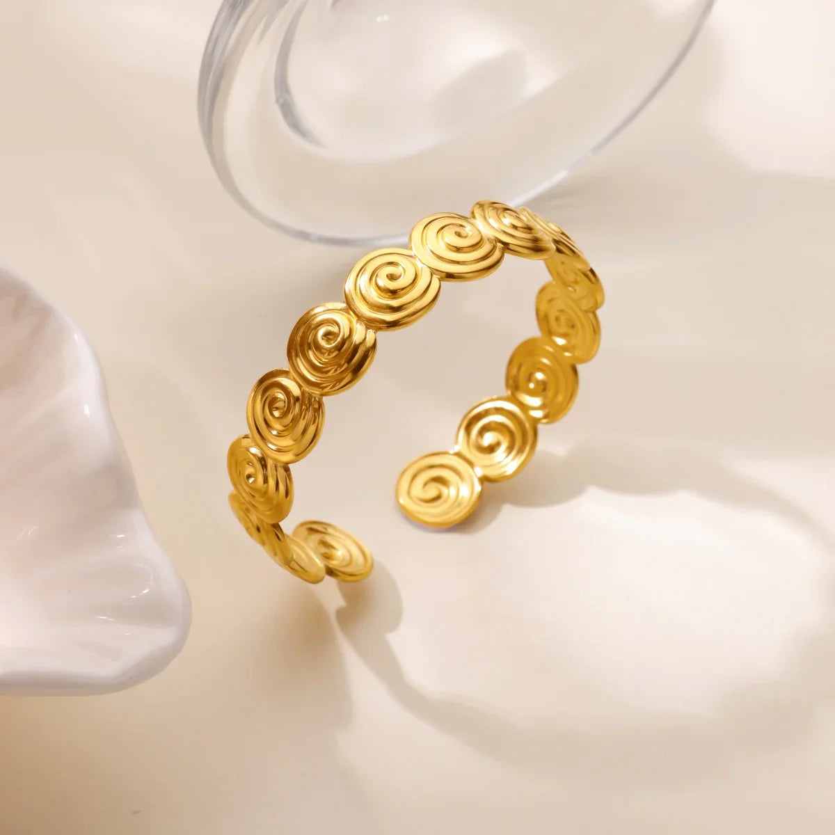 Punk Sunflower Fish Gold Stainless Steel Bracelet – Trendy Women’s Bangle Wedding Couple Jewelry