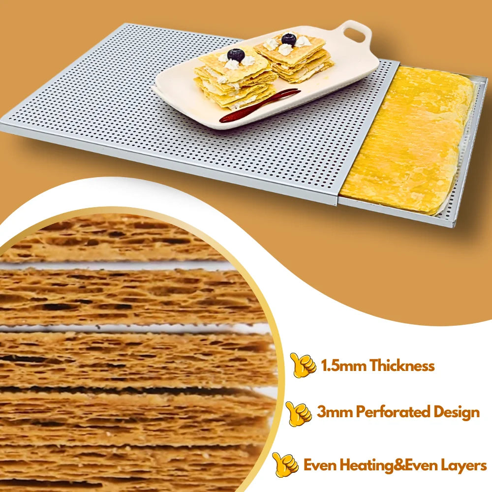 Puff Pastry Baking Tray – Rectangular Perforated Mille Feuille Pan for Oven & Bread