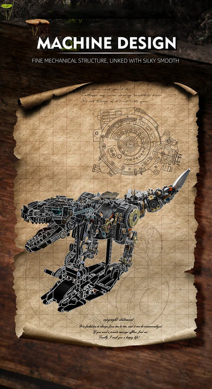 Mechanical Animal Building Blocks – T-Rex, Whale, Parrot, Devil Ray & Shark Model with Lights for Kids & Adults