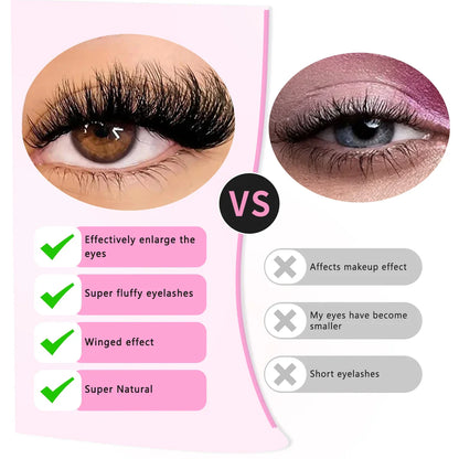 DIY False Eyelashes Cluster Extensions Kit – Natural Individual Lashes with Glue, Remover, Lash Brush & Tweezers