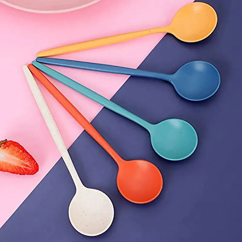 4-Piece Portable Utensils Set - Eco-Friendly Wheat Straw Cutlery - Reusable Chopsticks, Fork, Knife, Spoon
