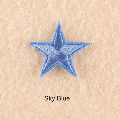 10Pcs Mini Star Embroidery Iron-On Patches – DIY Clothing Appliques Pentagram Stickers for Jackets, Jeans & Bags (Black, White, Gold)