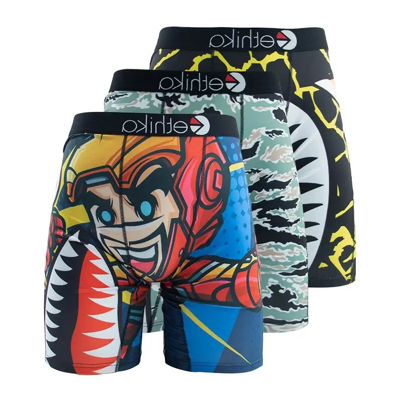 3-Piece Men’s Sexy Underwear – Printed Boxer Shorts, Plus Size Boxer Briefs XXXL Lingerie