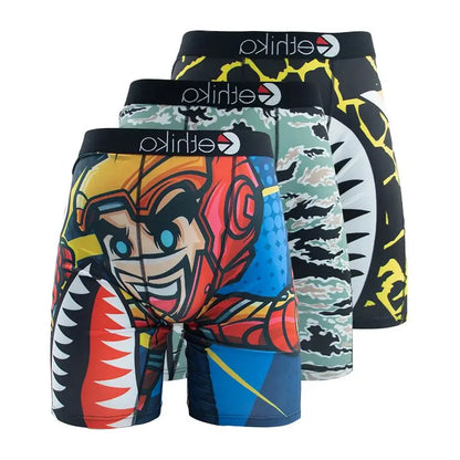 3-Piece Men’s Sexy Underwear – Printed Boxer Shorts, Plus Size Boxer Briefs XXXL Lingerie