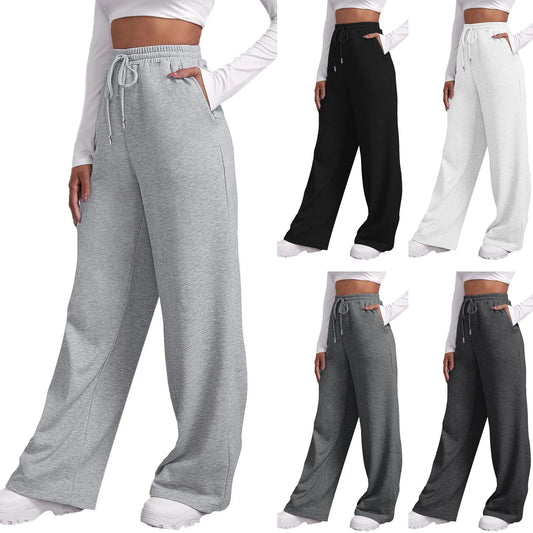 Cozy and Stylish: Women's Fleece Lined Wide Leg Sweatpants - Perfect for Fitness, Travel, and Everyday Wear