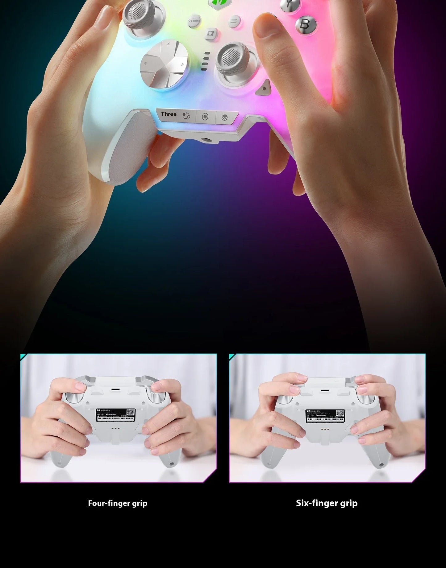 Bigbigwon Rainbow3 Wireless Game Controller Charging Base – RGB Magnetic Dock for PC Gaming