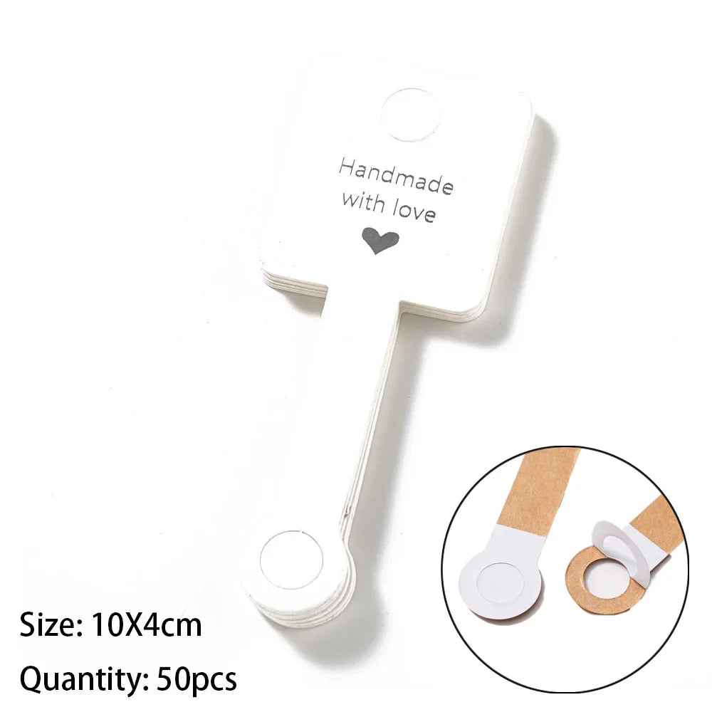 50PCS Self-Adhesive Display Card — 4x10cm Price Tags for Bracelets, Keychains & Jewelry Packaging, Small Business Labels