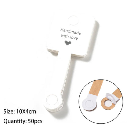 50PCS Self-Adhesive Display Card — 4x10cm Price Tags for Bracelets, Keychains & Jewelry Packaging, Small Business Labels
