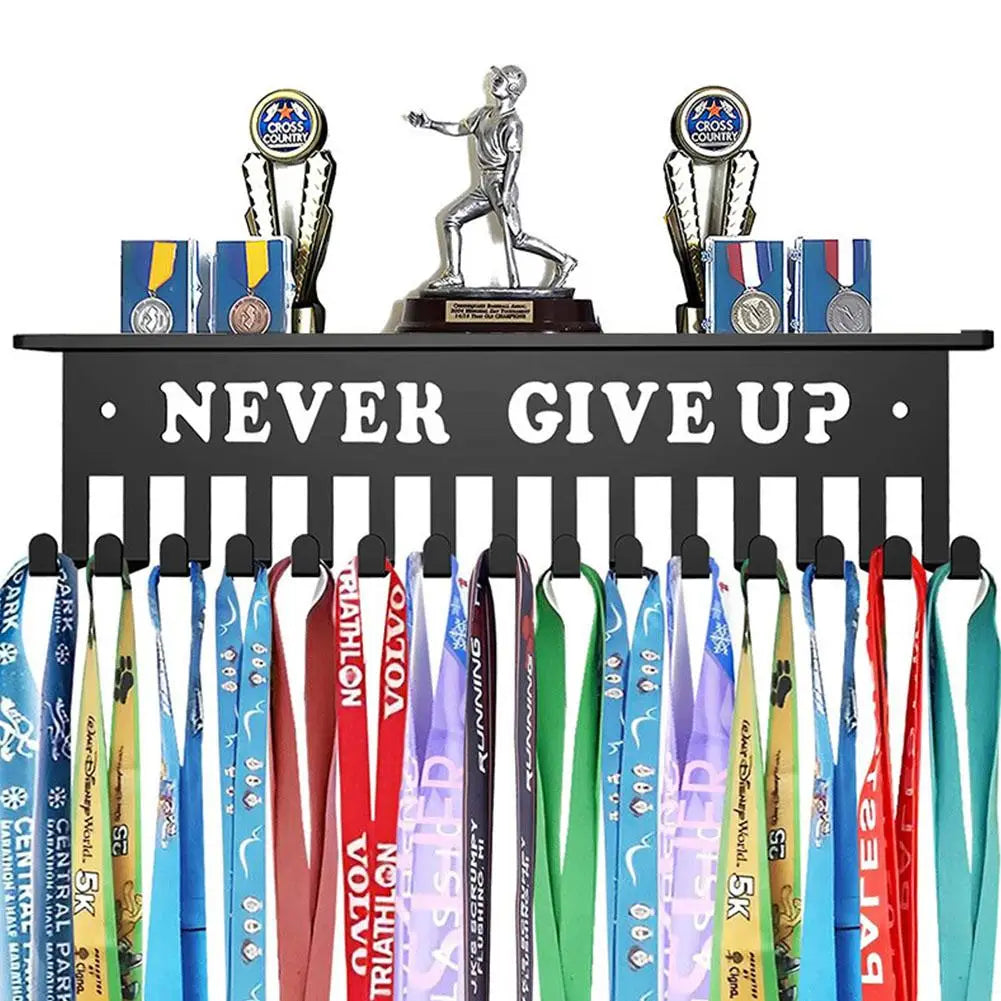 Sports Medal Display Rack – Metal Hanger Holder Organizer for Football, Basketball, Volleyball, and Ribbon Medals