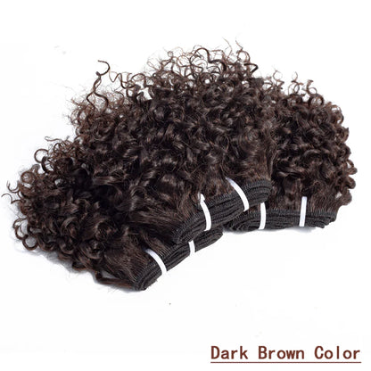 Code Calla Bouncy Curly Hair Bundles – Double Draw 6-inch Short Cut Remy Human Hair Extensions in Natural Black & Brown