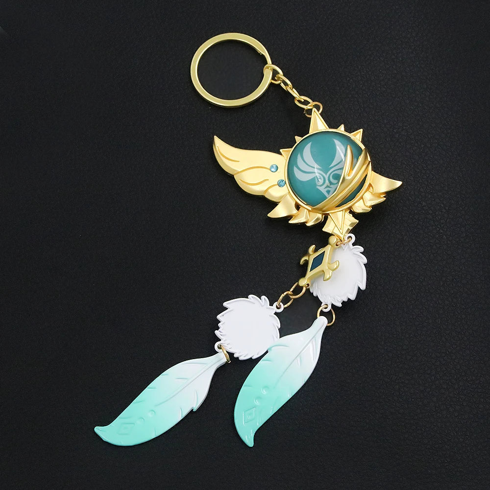 Genshin Impact Venti Eye Keychain 1:1 – Luminous Anime Cosplay Key Ring Backpack Pendant Gaming Accessories Gift