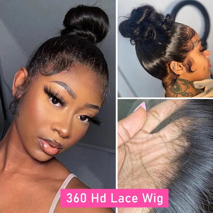32 Inch Body Wave 360 Lace Front Wig - Pre-Plucked Brazilian Human Hair Wig for Women - 13x4 or 13x6 Lace, Glueless Design