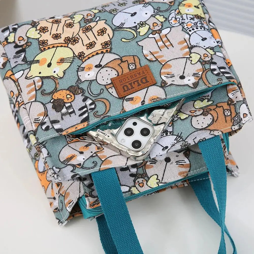 Cute Cartoon Insulated Lunch Bag – Large Capacity Bento Cooler for School, Work & Travel