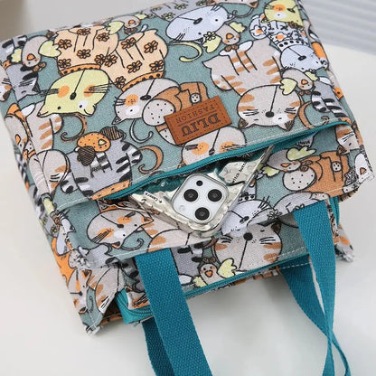 Cute Cartoon Insulated Lunch Bag – Large Capacity Bento Cooler for School, Work & Travel